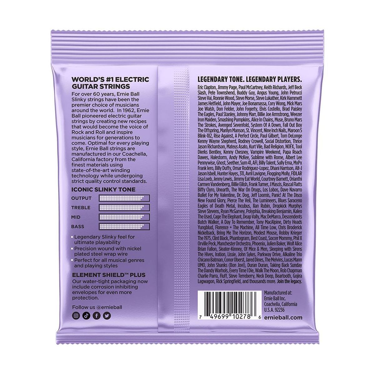 Cuerdas guitarra eléctrica Ernie Ball 10-48 Ultr Slinky 2227