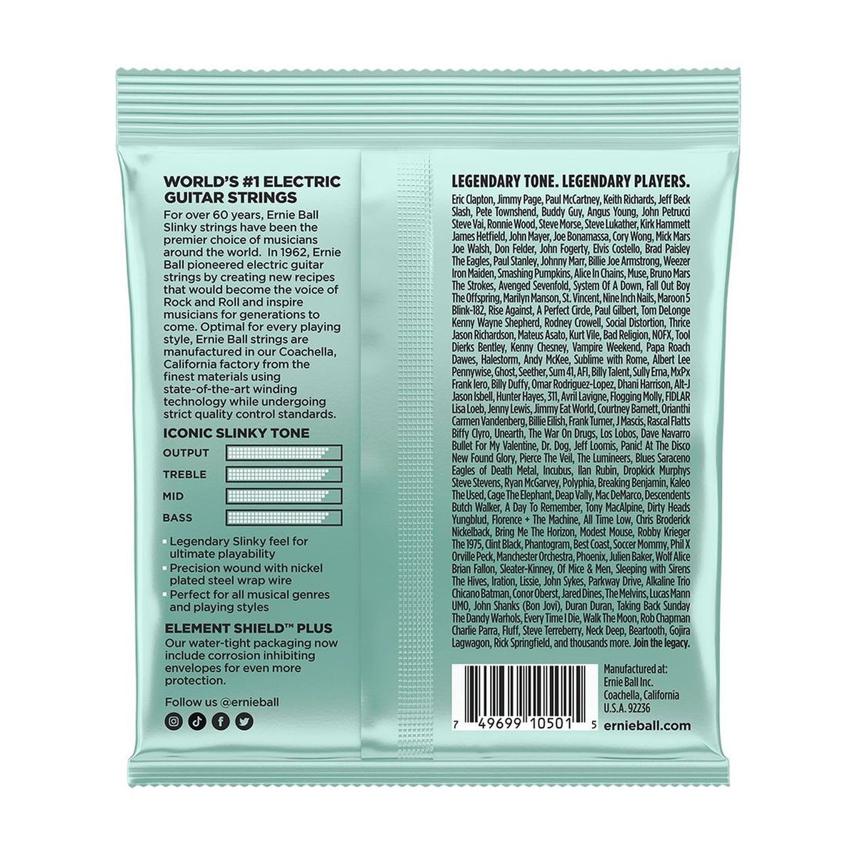 Cuerdas guitarra eléctrica Ernie Ball 10.5-52 M. Slinky 2211