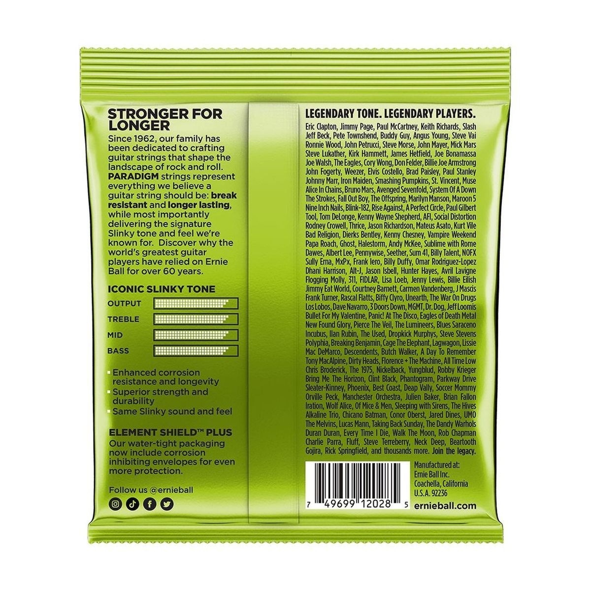 Cuerdas guitarra eléctrica Ernie Ball 10-56 RS Paradigm 2028