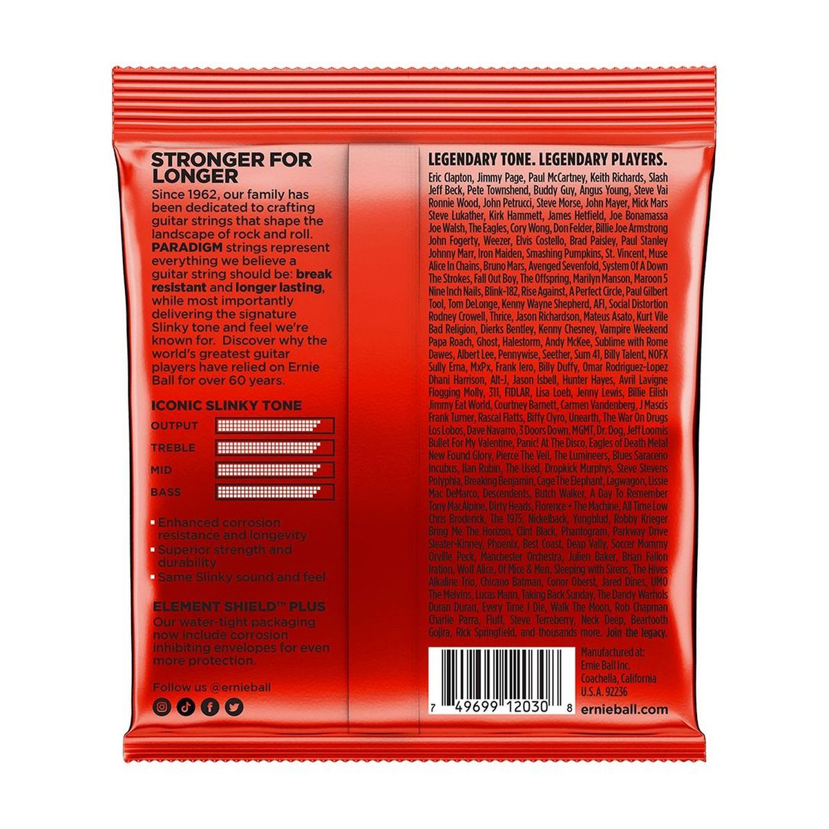 Cuerdas guitarra eléctrica Ernie Ball 10-62 Paradigm 2030