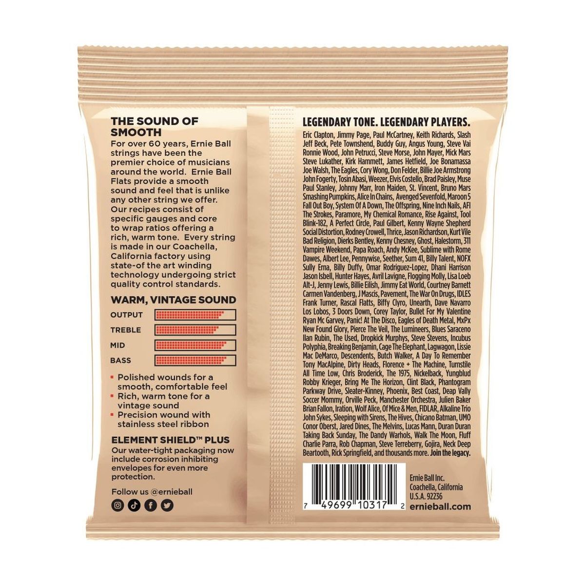 Cuerdas guitarra eléctrica Ernie Ball 12-52 MLStSt Flat 2582