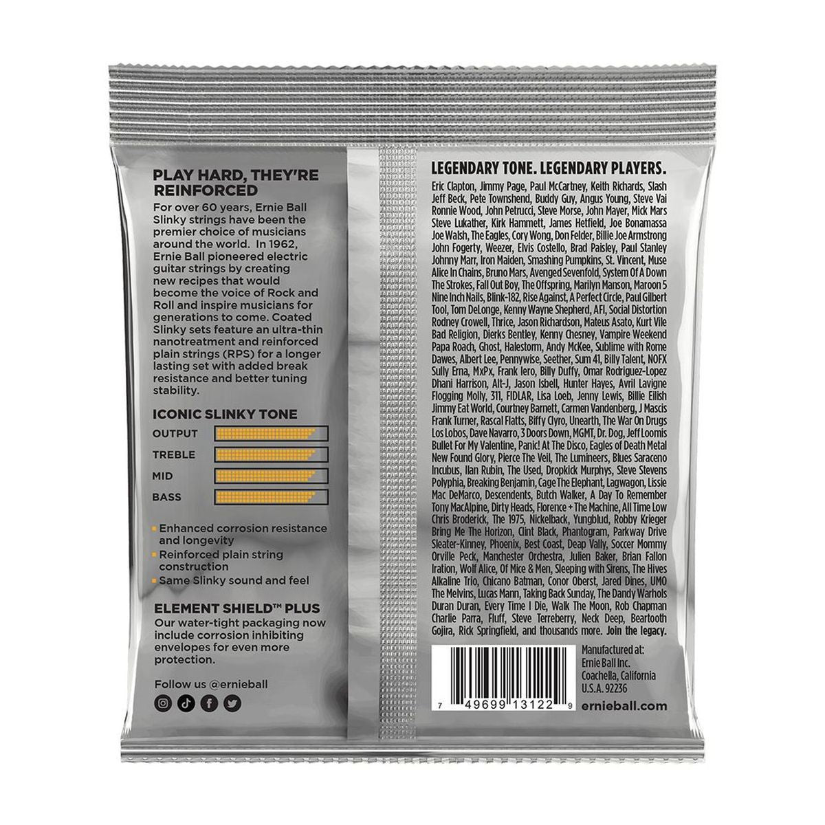 Cuerdas guitarra eléctrica Ernie Ball 9-46 Coat Tit RPS 3122