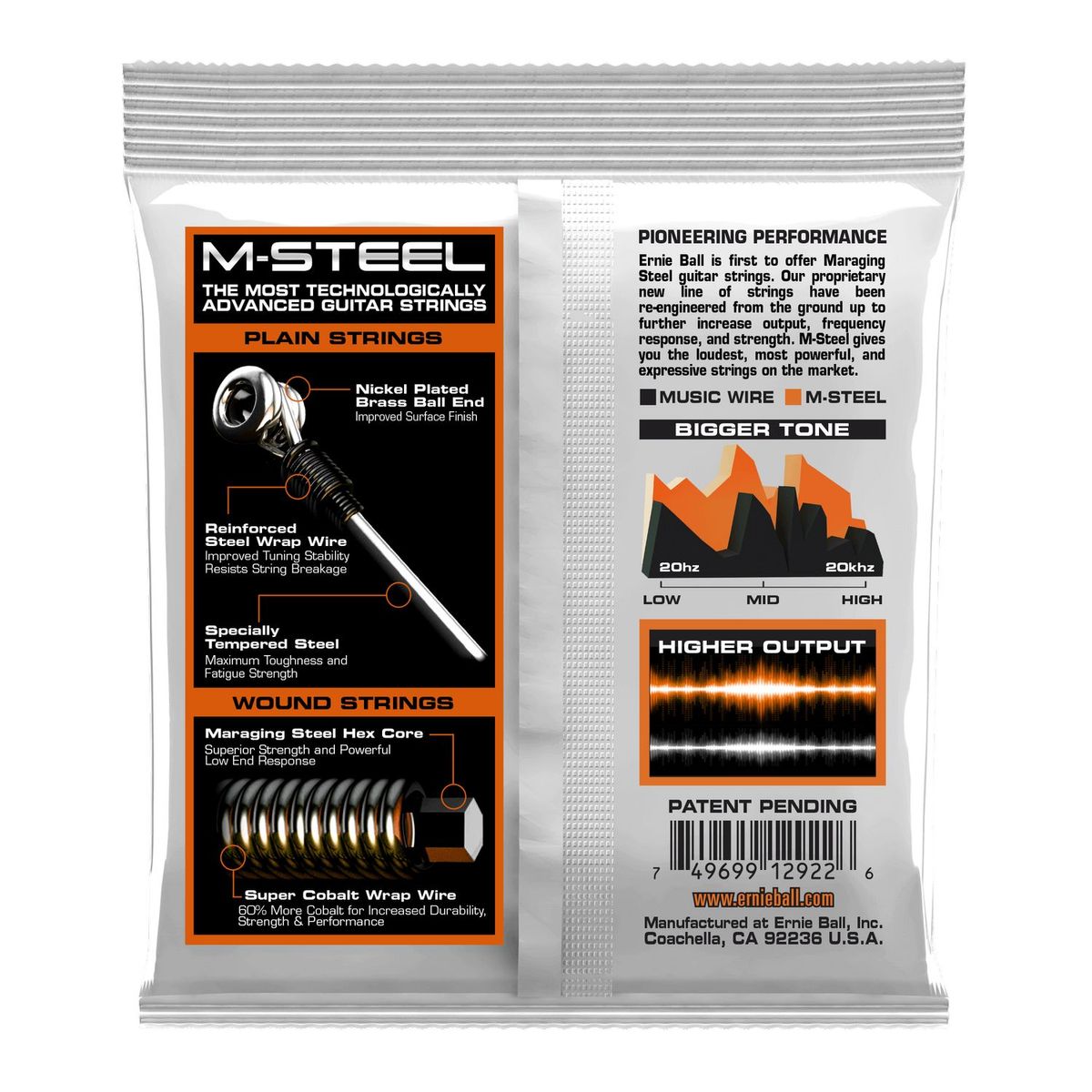 Cuerdas guitarra eléctrica Ernie Ball 9-46 Hybr M-Steel 2922