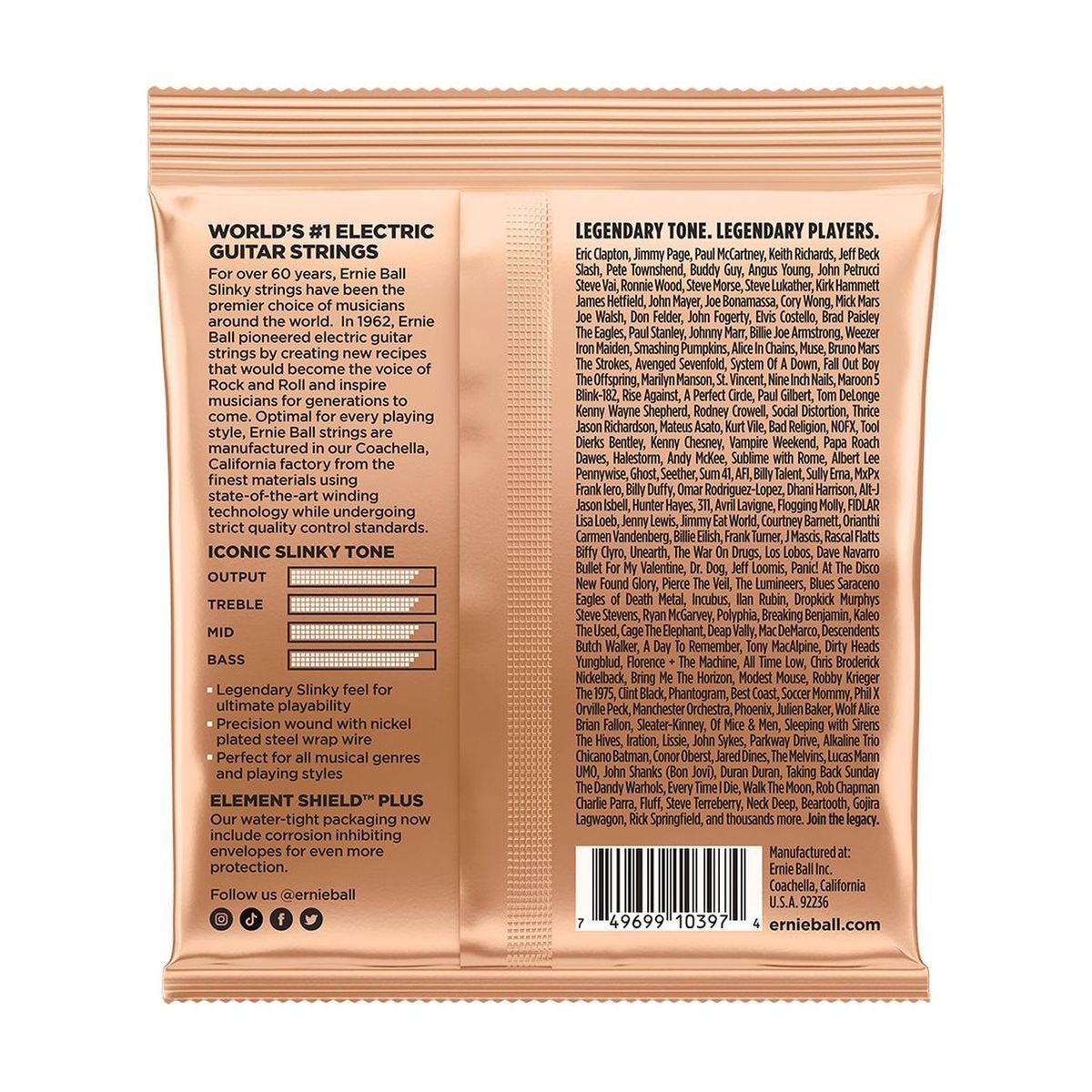 Cuerdas guitarra eléctrica Ernie Ball 9.5-46 Tur Slinky 2224