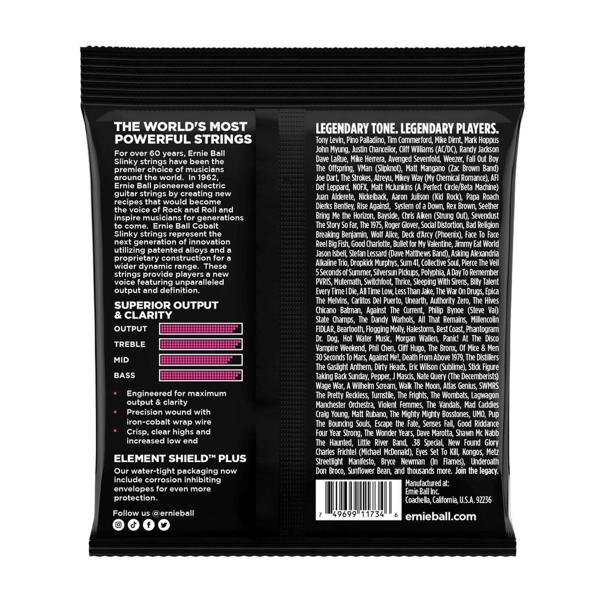 Set bajo de 5 cuerdas Ernie Ball 40-125 Super Slinky Cobalt