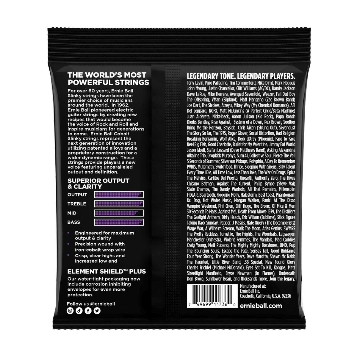 Set bajo eléctrico 5 cuerdas Ernie Ball 50-135 Pwr Slink Cob