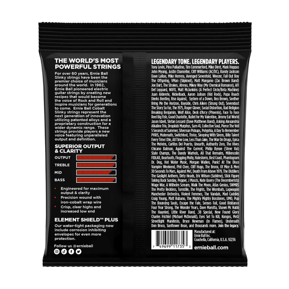 Set bajo 6 cuerdas eléctrico Ernie Ball 32-130 Slinky Cobalt