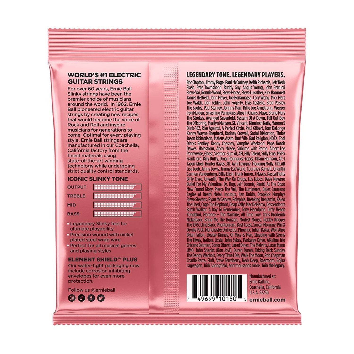 Cuerdas guitarra eléctrica Ernie Ball 7-36 Zippy Slinky 2217