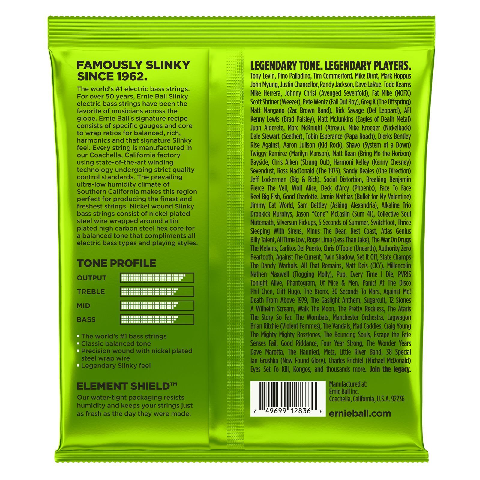Cuerdas bajo Ernie Ball 2836 5 Cuerdas SLINKY