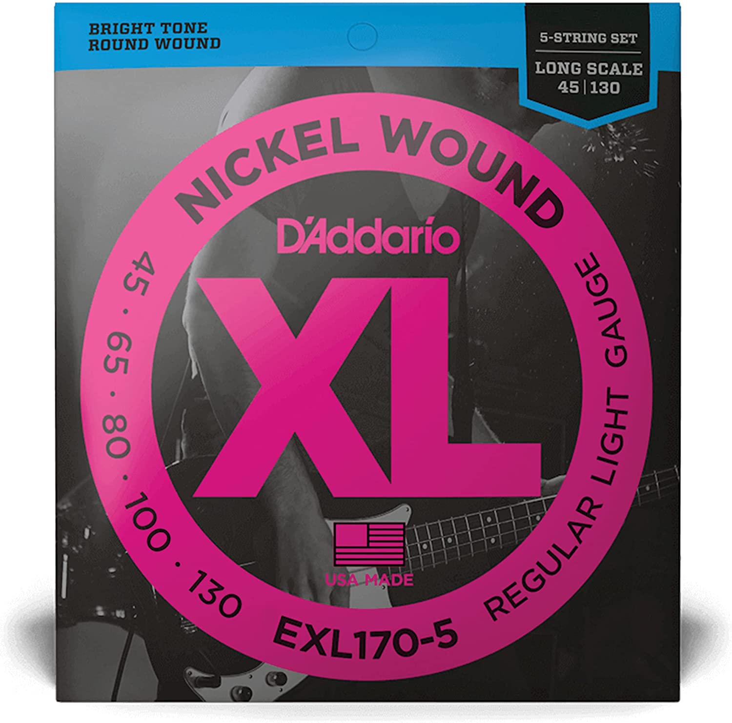 Set De 5 Cuerdas Para Bajo D'addario Exl170-5 .045-.130