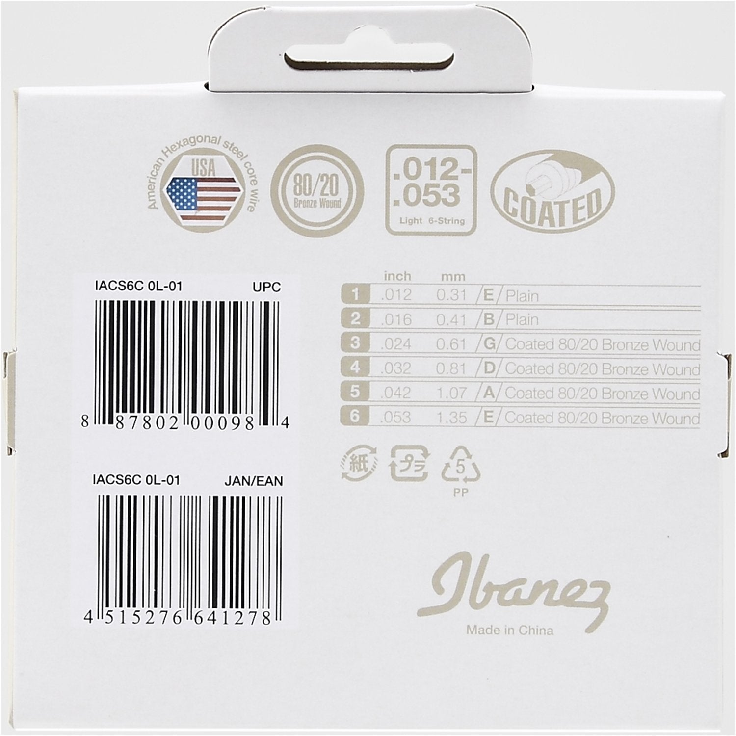 Set cuerdas Ibanez guitarra acústica IACS6C 012053