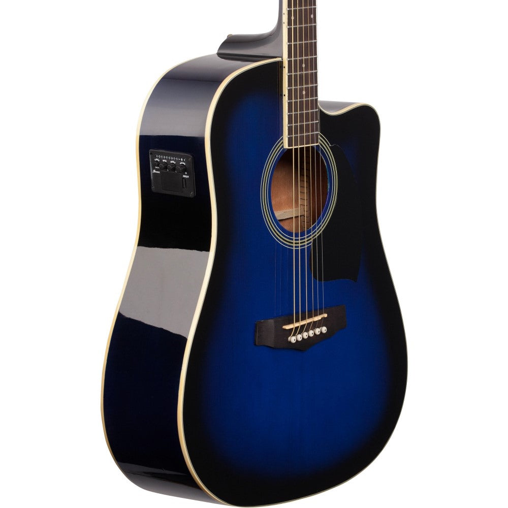 Guitarra electroacústica Metálica Ibanez PF15ECE azul