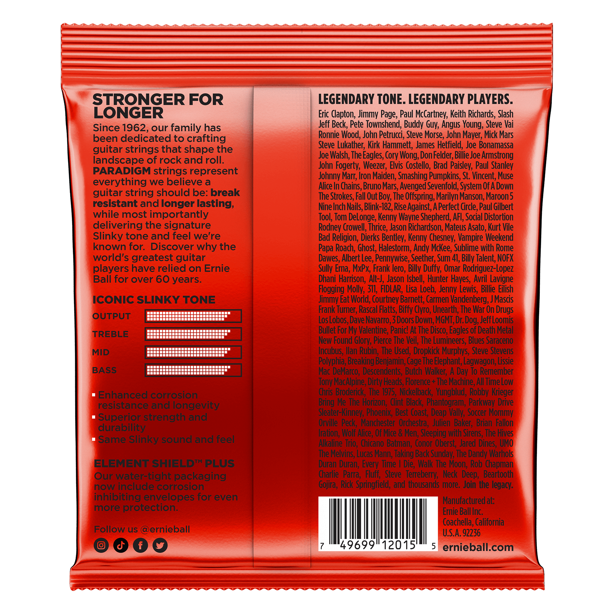 Cuerdas guitarra eléctrica Ernie Ball 2015 PARADIGM 10/52
