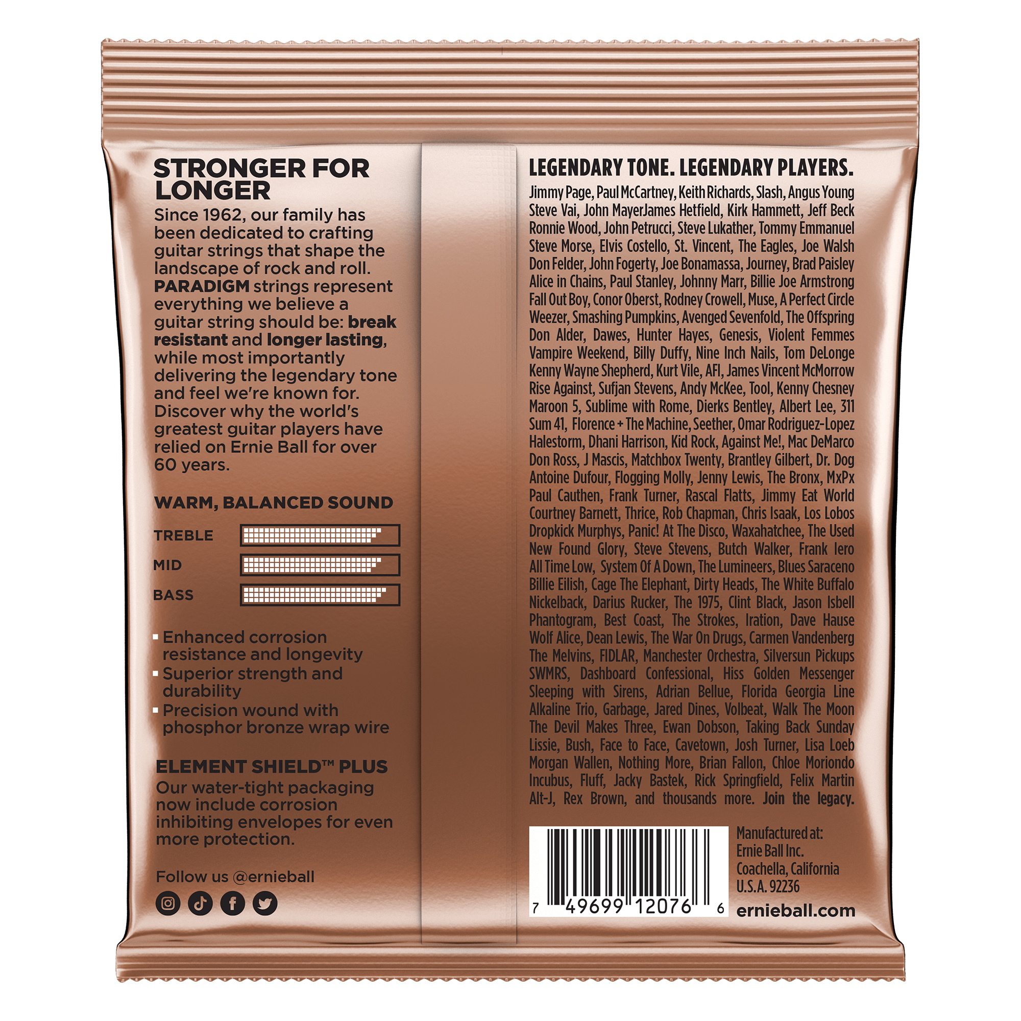 Cuerdas Ernie Ball 2076 FOLK PARADIGM MED LIGHT PHOSP. 12/54