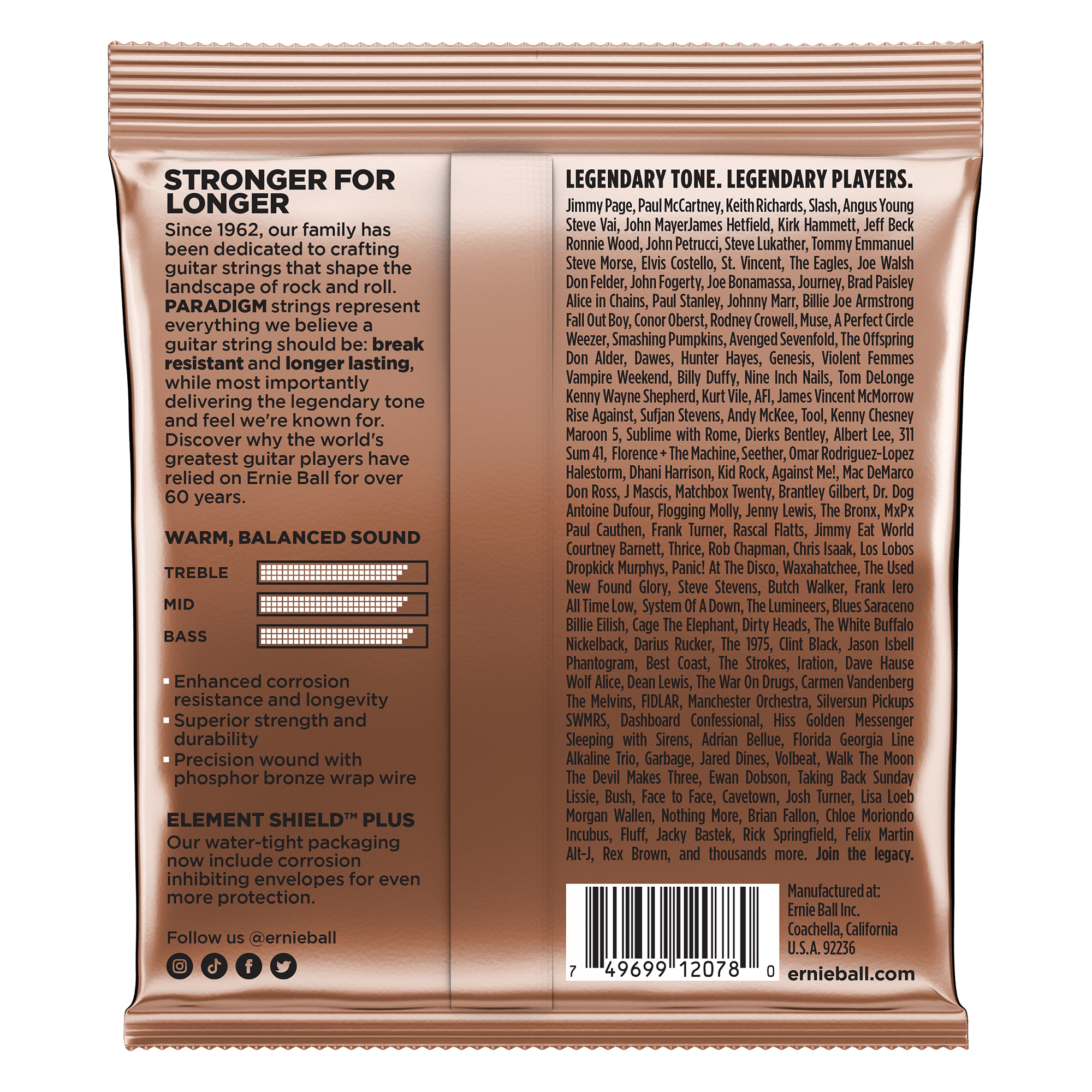 Cuerdas Ernie Ball 2078 PARADIGM LIGHT PHOSPHOR 11/52