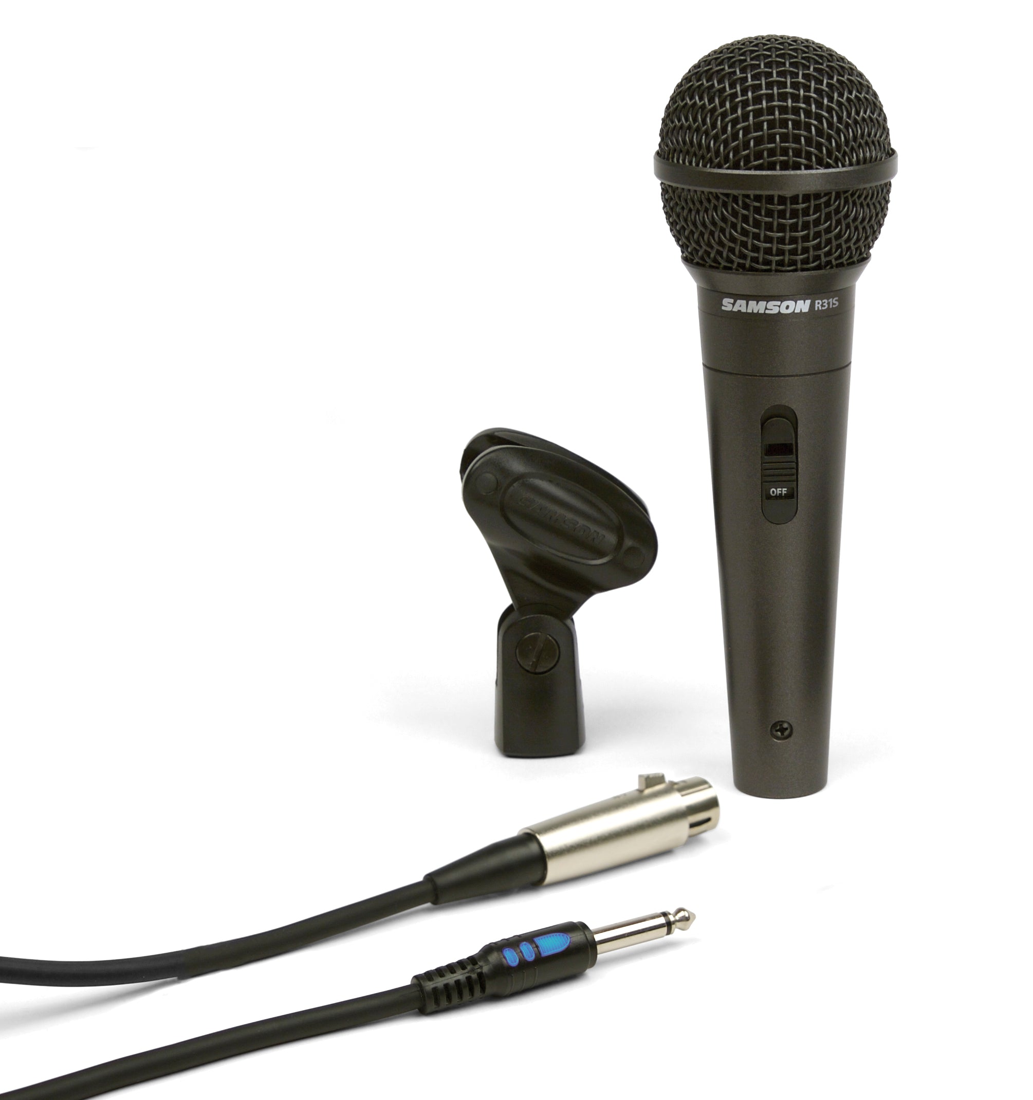 Micrófono dinámico Samson R31S con switch cable y pinza