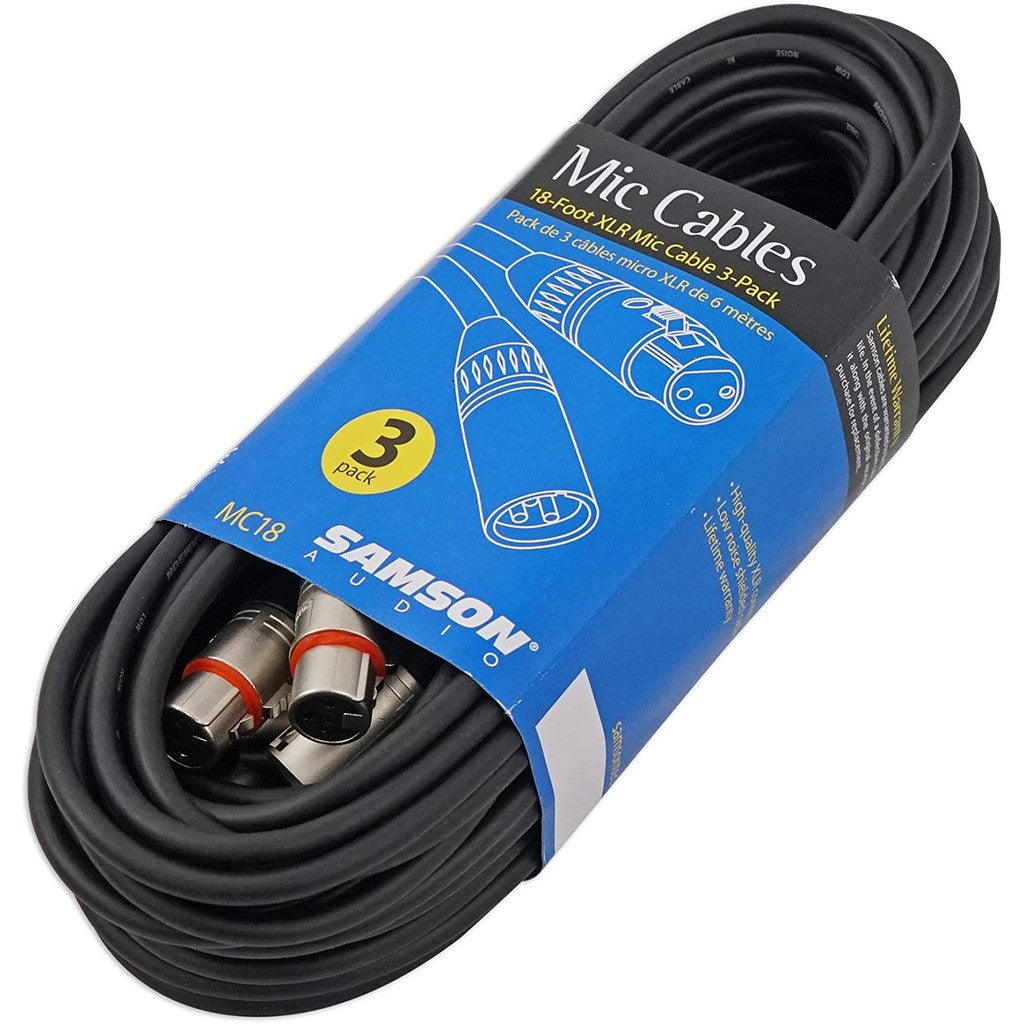 Pack de 3 cables para micrófono Samson MC18 XLR