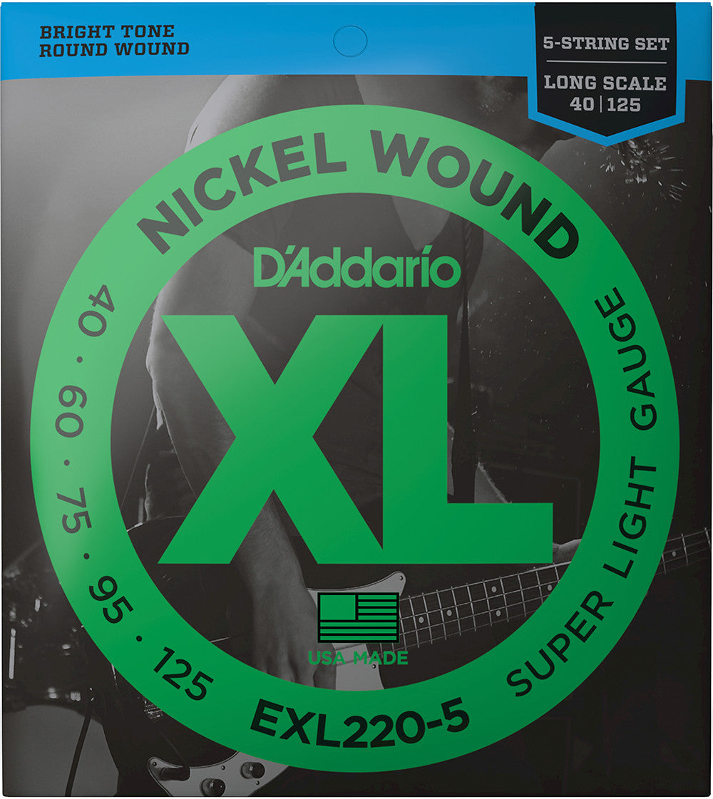 Set Cuerdas de Bajo D'addario EXL220-5 5 Super Light 40-125