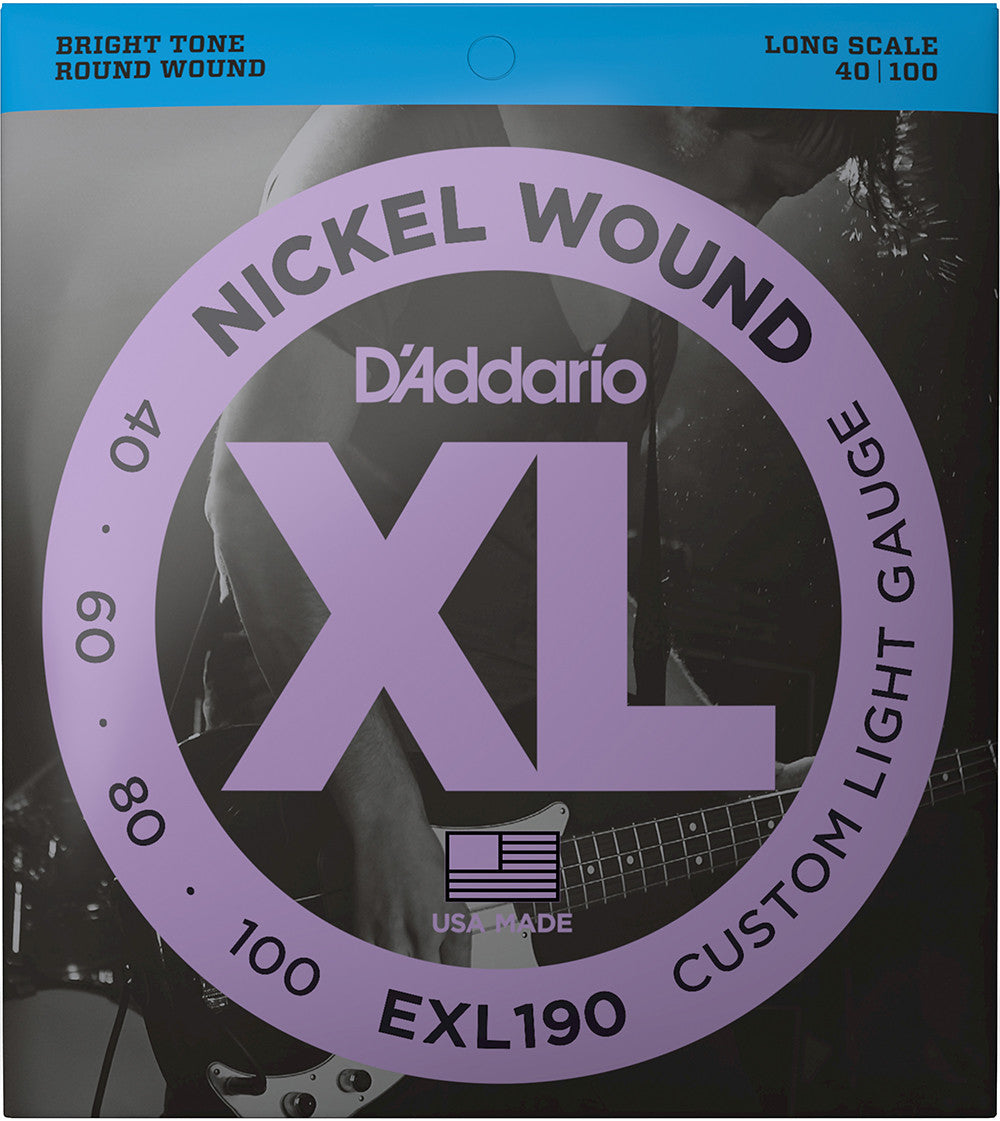 Cuerdas para bajo D'addario EXL190 Custom Light 40-100 Long