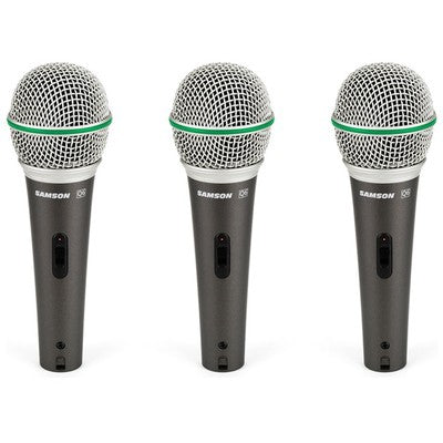Pack de 3 micrófonos dinámicos Samson Q63P con switch
