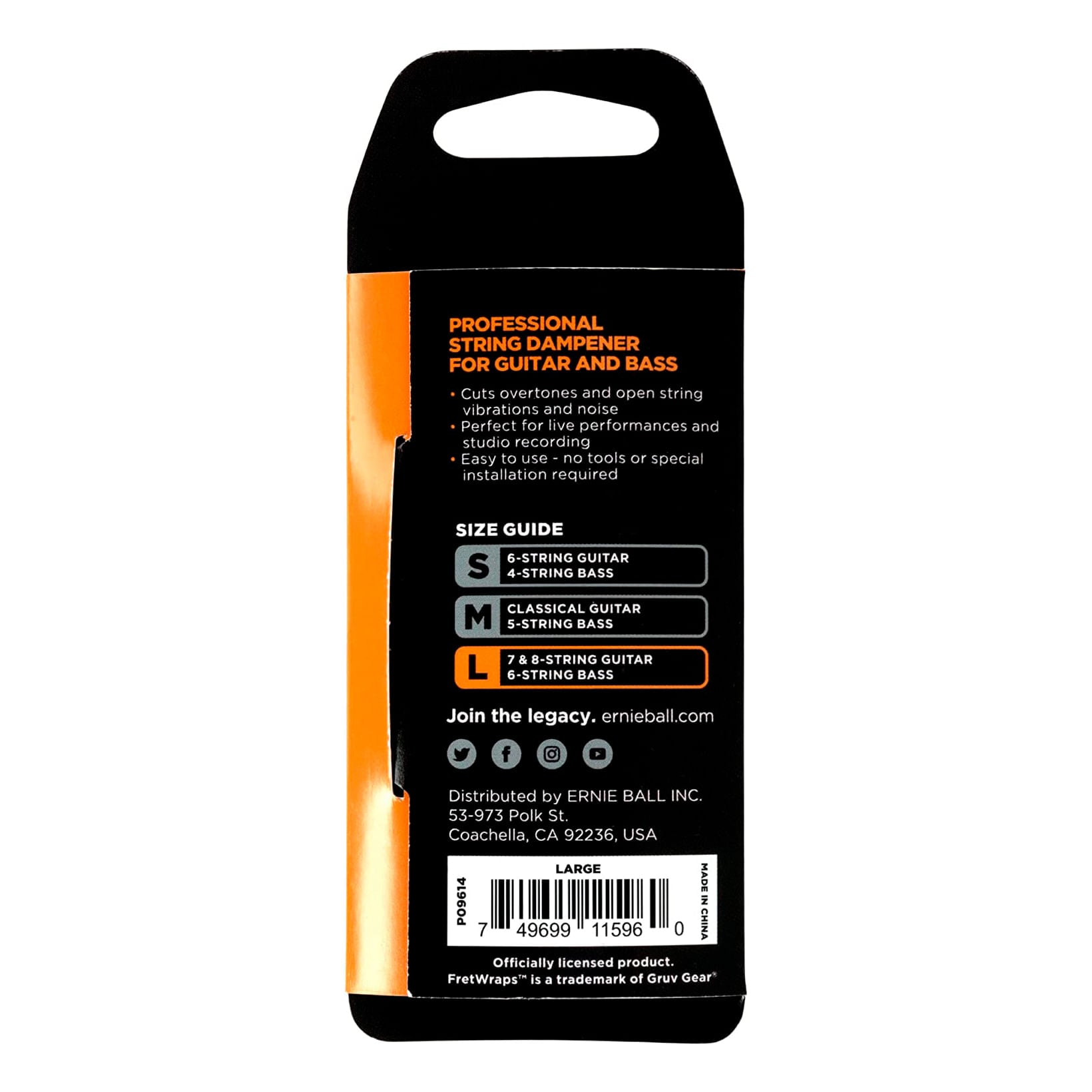 FretWrap silenciador de cuerdas Ernie Ball Tamaño Grande