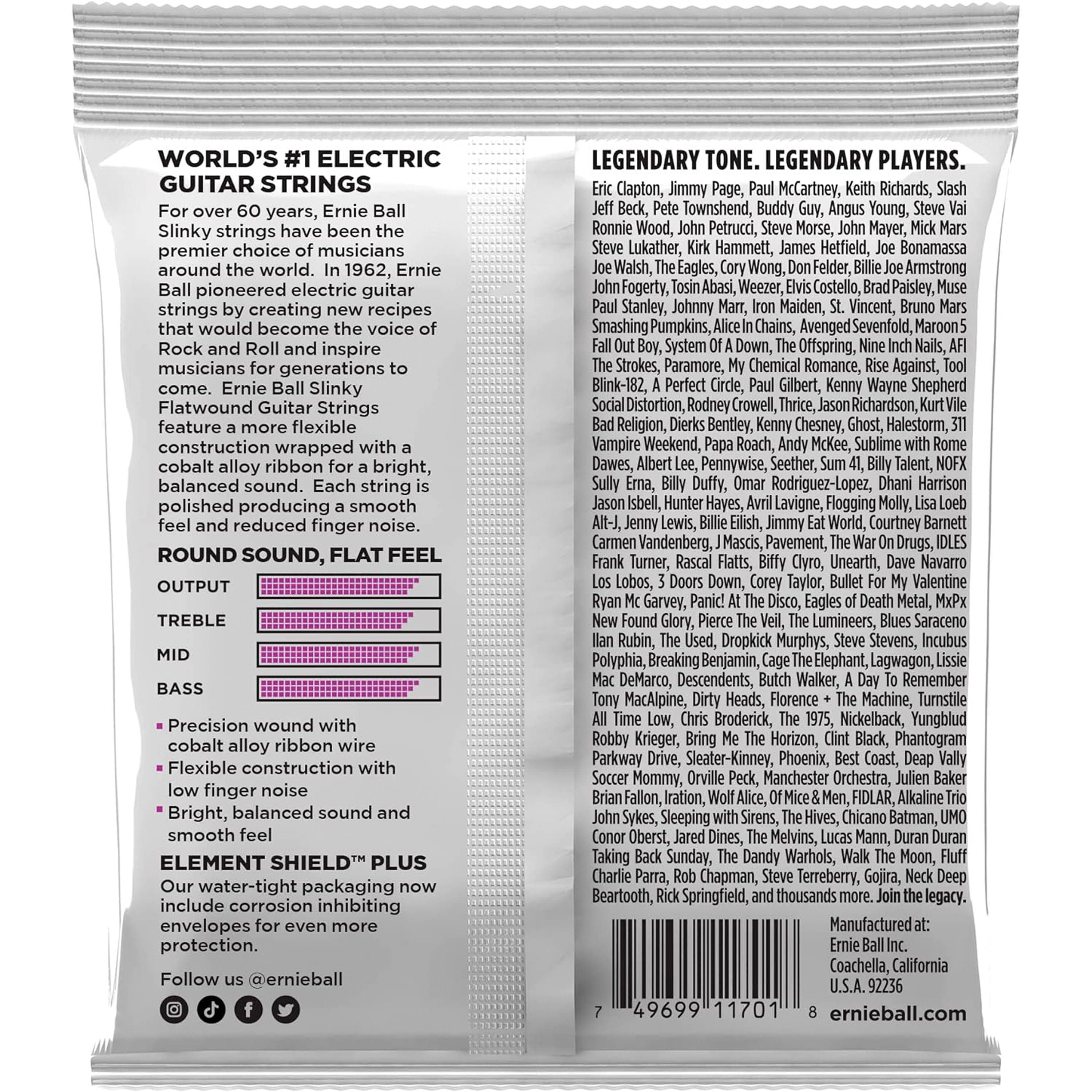 Cuerdas guitarra eléctrica Ernie Ball Flatwound P02590 11-48