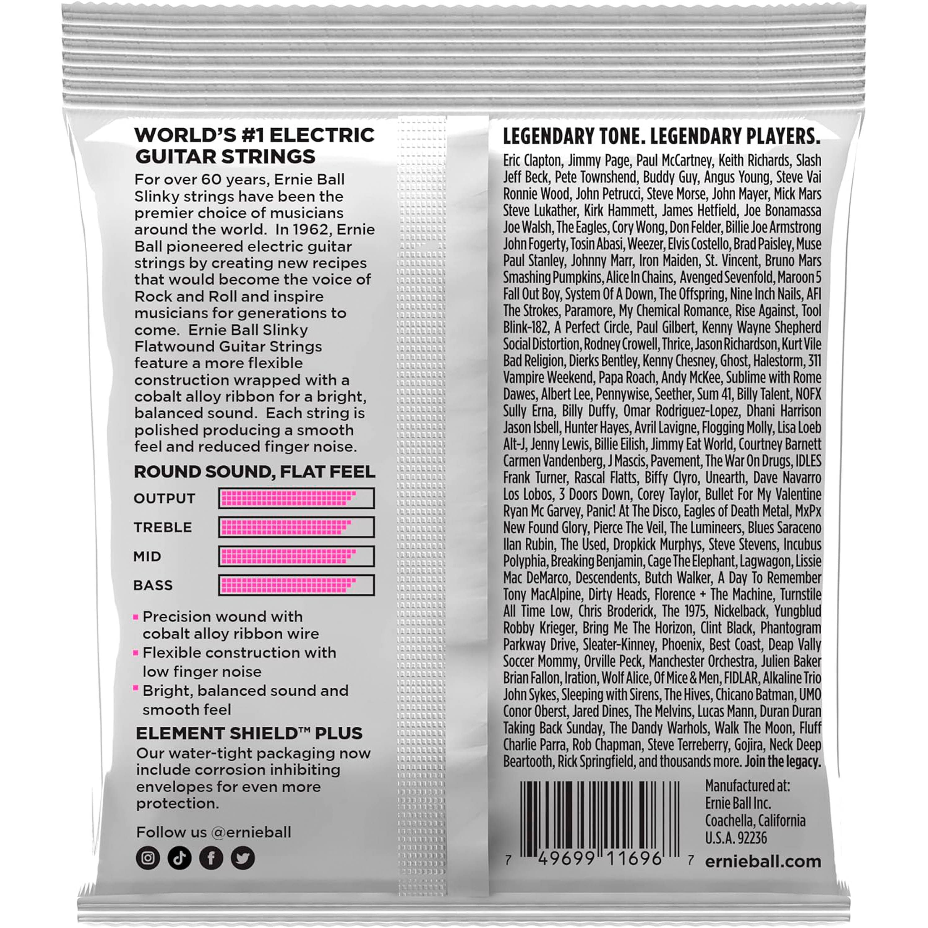 Cuerdas guitarra eléctrica Ernie Ball Flatwound P02593 9-42