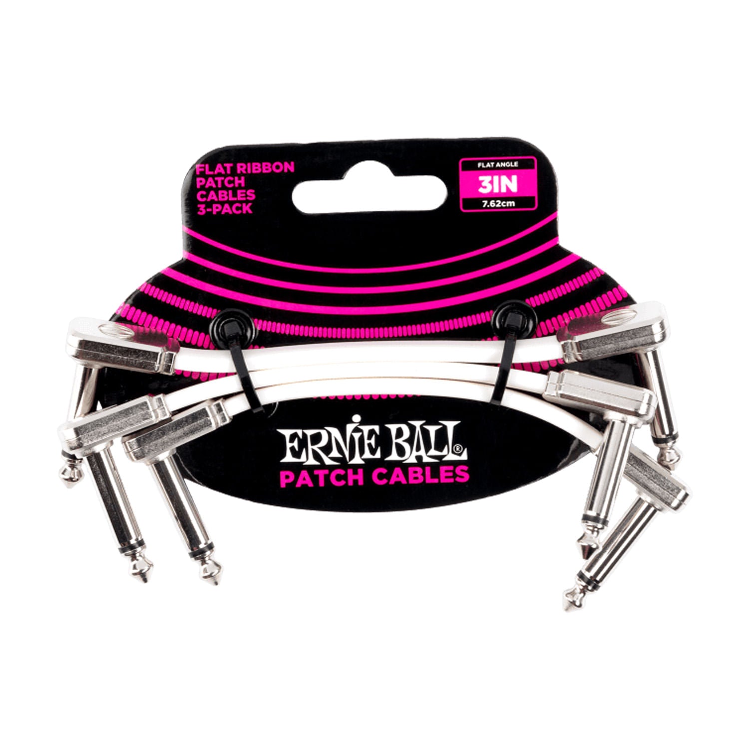 Pack 3 Cable Patch Ernie Ball Flat Ribbon P06384 7 CM White