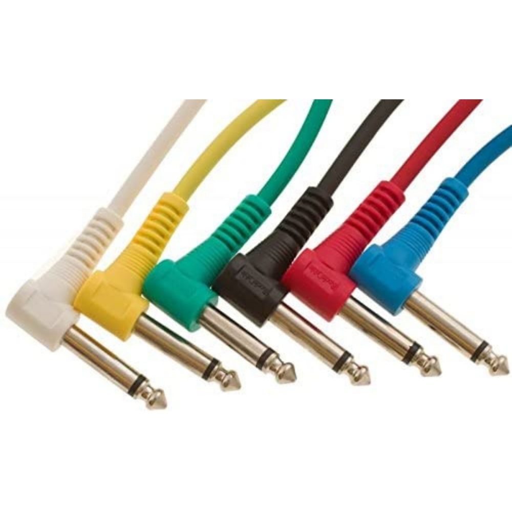 Pack de 6 Cables Patch Ángulado Rockcable 1/4" 60cm RCL30061