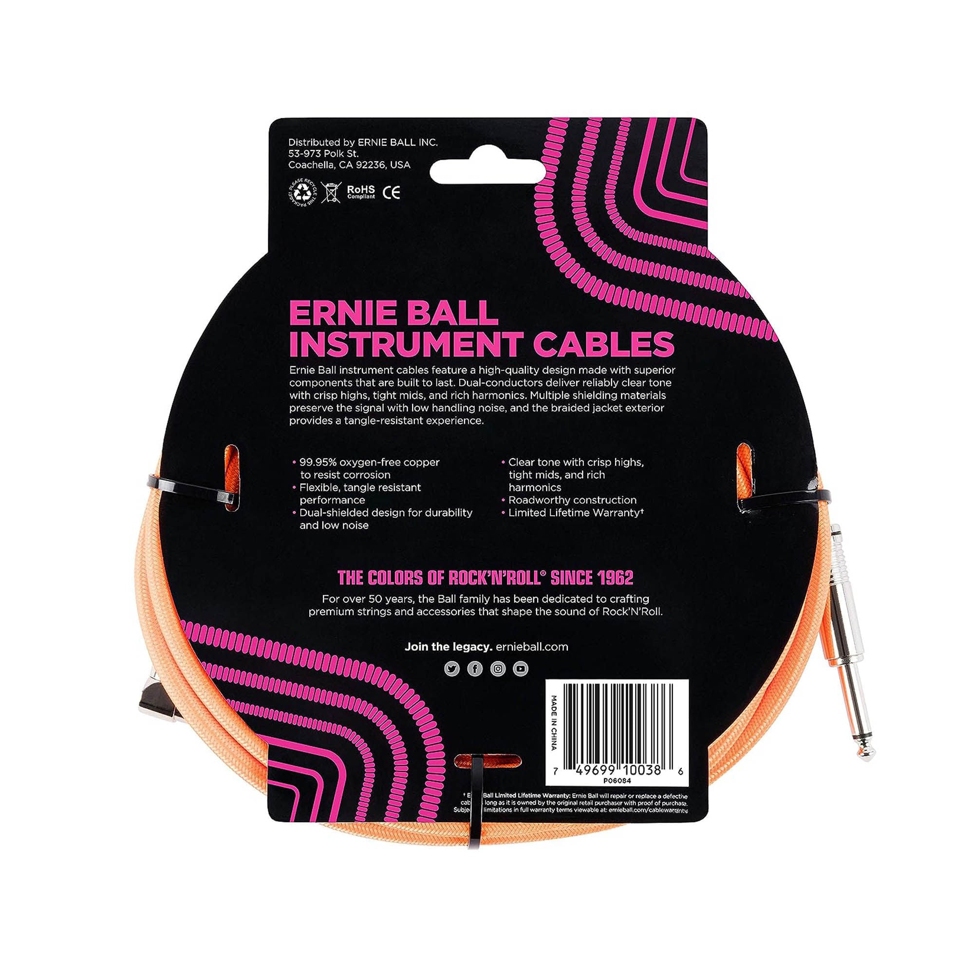 Cable para instrumento Ernie Ball P06082 5.4m - Orange