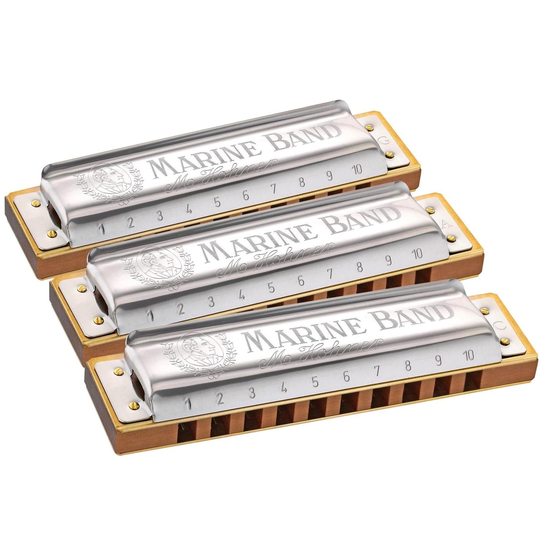 Pack de Armónicas Hohner Marine Band 1896 diatónicas C, G, A