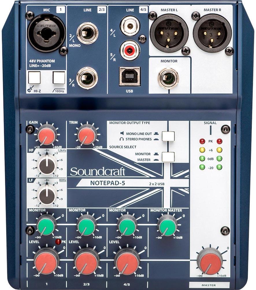 Mixer análogo Soundcraft USB NOTEPAD-5