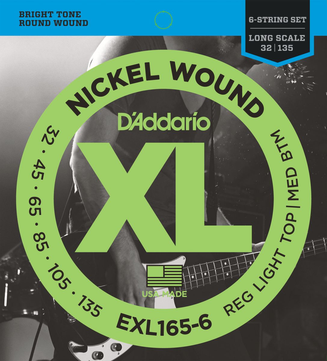 Set de cuerdas D'addario bajo 6 cuerdas EXL165-6 32-135 Long